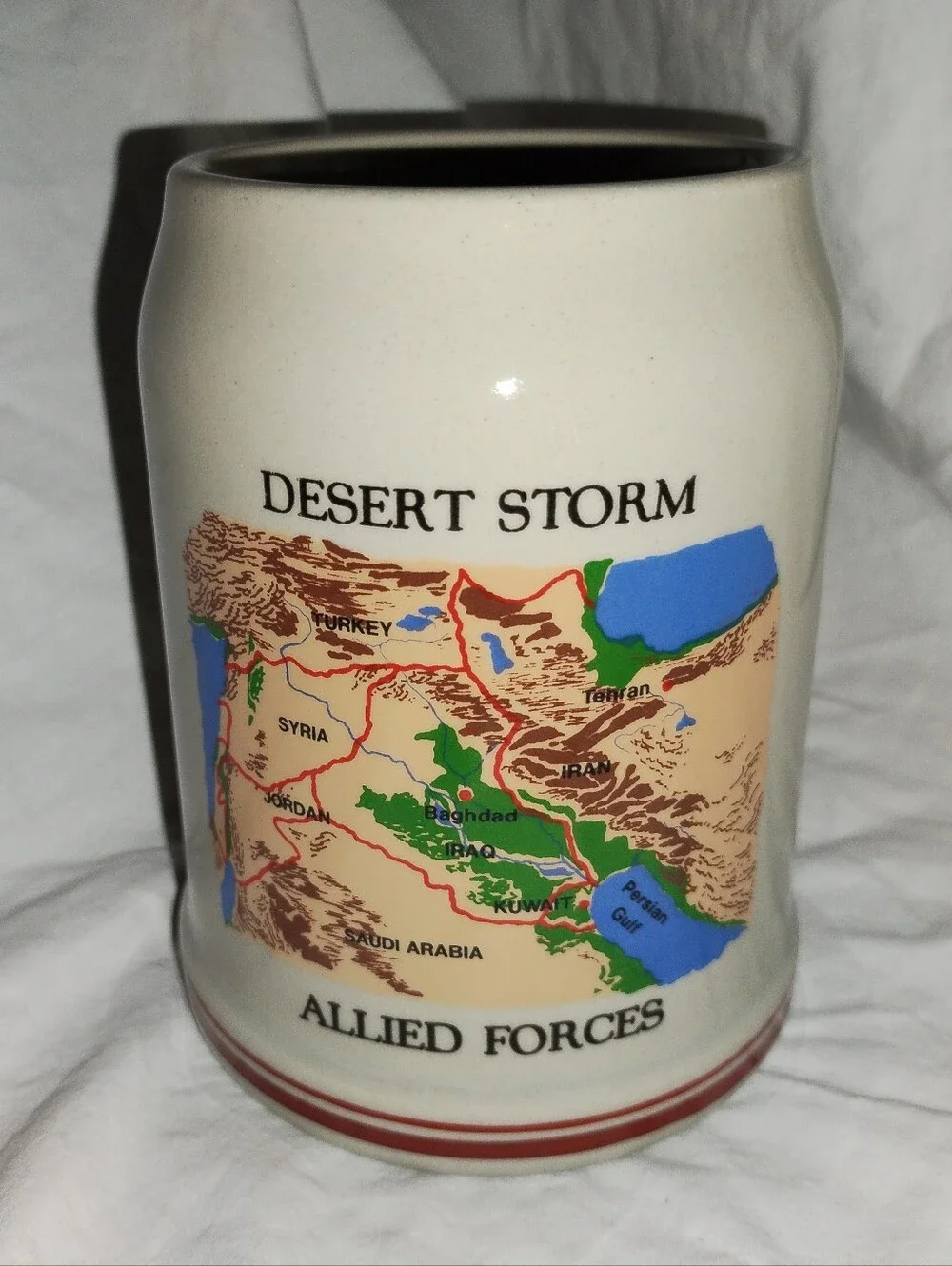 Desert Storm 1990-91 Allied Forces Map Stoneware Beer Stein Mug 0.5L Military